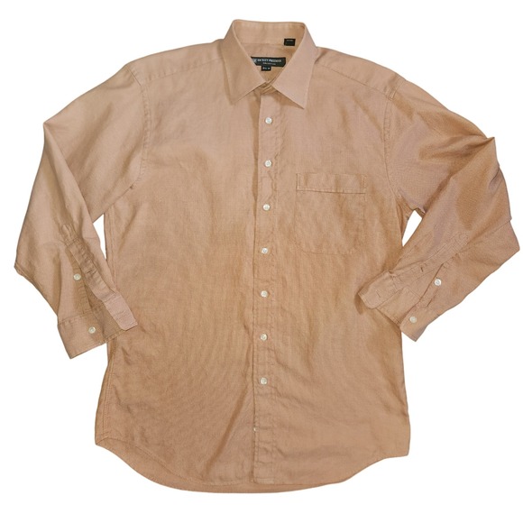 Hickey Freeman Other - Hickey Freeman Men's Long Sleeve Button Down Shirt Tan Textured  Size L